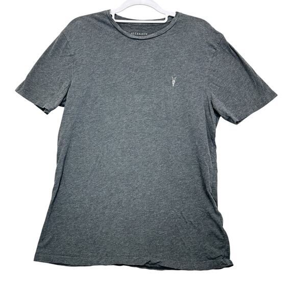 Allsaints T Shirt Mens Sz M Embroidered Logo Gray - Picture 1 of 8